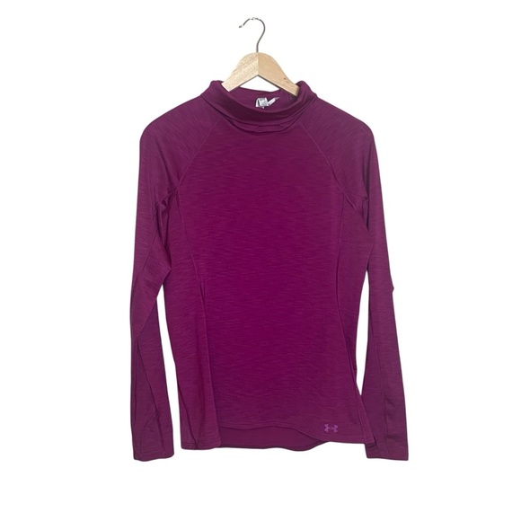 UNDER ARMOUR Cold Gear Purple Pink Mock Neck Top Womens Large Outdoor Running - Picture 1 of 10